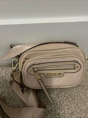Maiden NYC Blush Pink Crossbody Bag with Gold Accents
